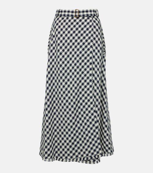 Gingham jacquard midi skirt