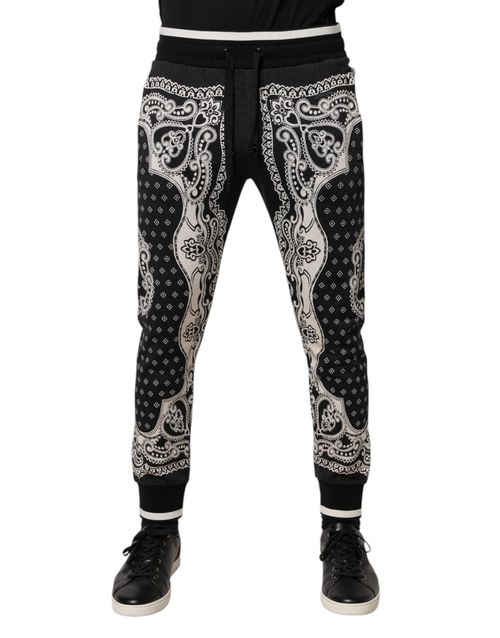 Bandana-Print Cotton Joggers — Black