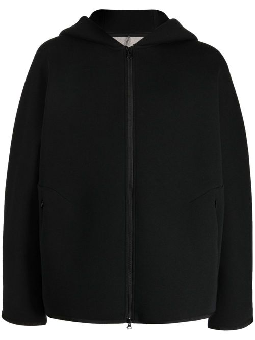Slouch-hood cotton-blend jacket - Black