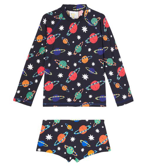 Fábula Printed rashguard top and swim trunks set