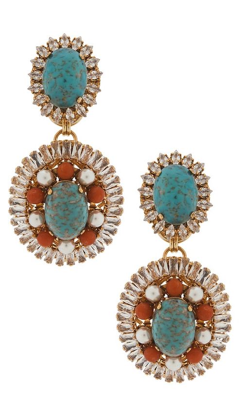 Anton Heunis Oval Disc Chandelier Earrings in Multi
