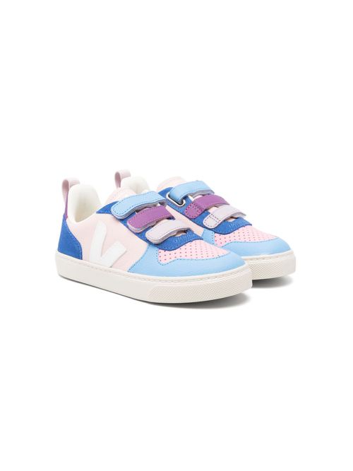 Logo appliqué touch-strap sneakers - Blue