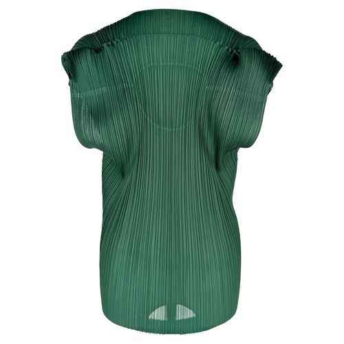 Short Sleeve Blouse in Green Polyester