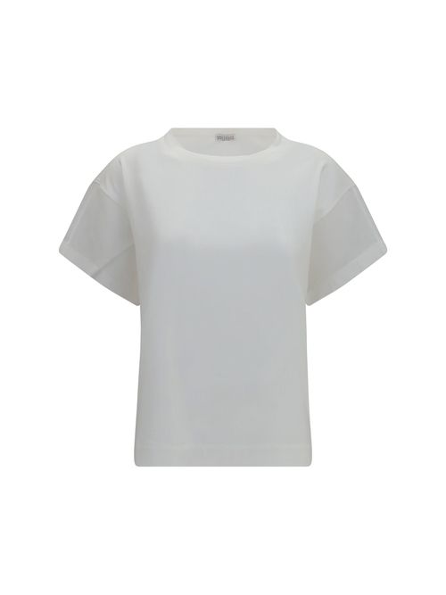 Sheer Sleeves & Side Panels T-shirt — White