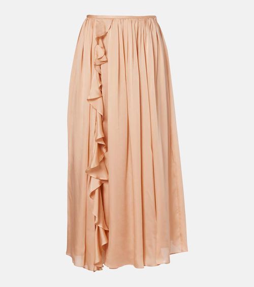 Zena ruffled silk chiffon midi skirt
