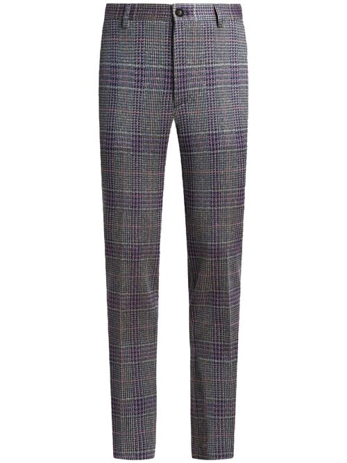 Check-pattern trousers - Purple