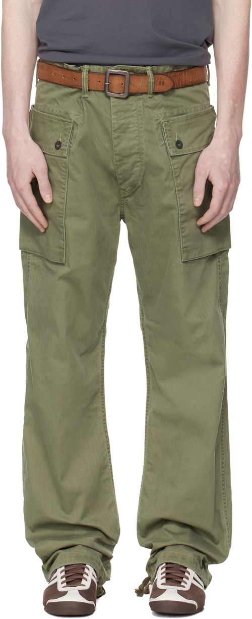 Green Herringbone Field Cargo Pants