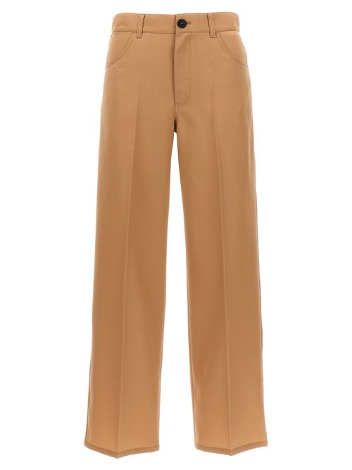 -Loose Leg Pantaloni Beige-Donna