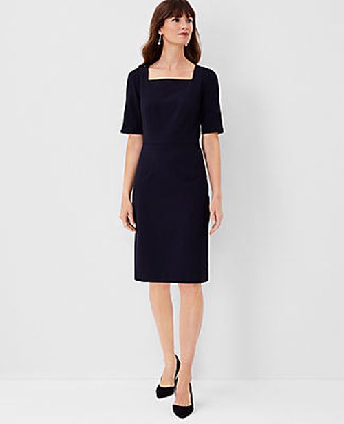 Ann Taylor The Petite Square Neck Sheath Dress in Seasonless Stretch