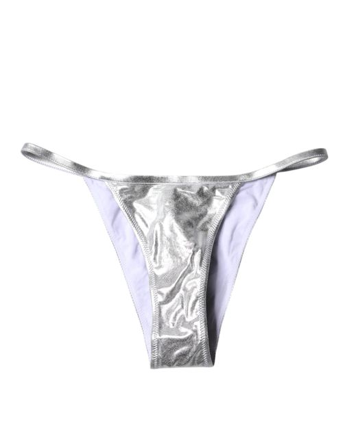 Metallic Silver Bikini Bottom — Silver
