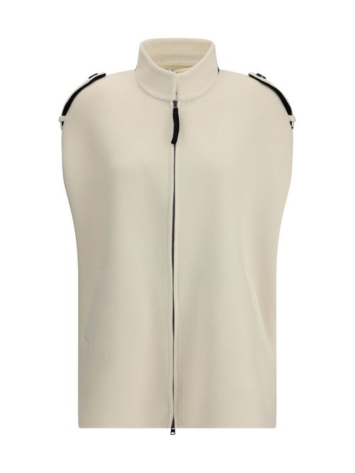 Wool-Cashmere Zipped Cape — Beige