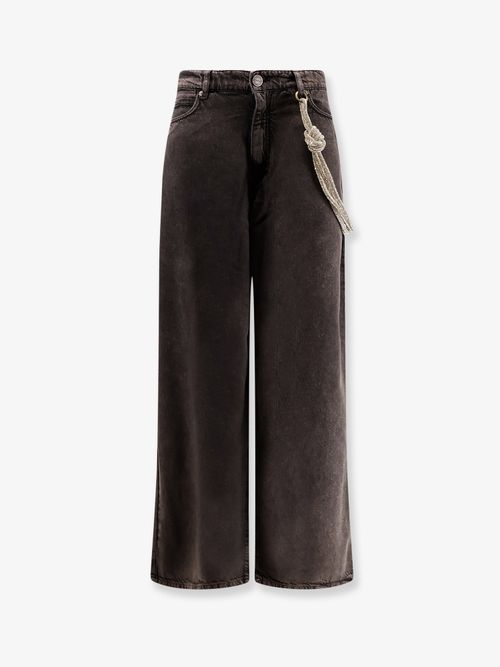 Lyocell Blend with Removable Jewel Chain Jeans — Black