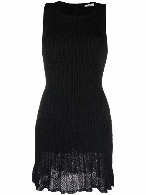 1980s knitted fitted dress - Black
