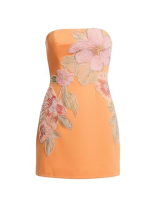 Women's Camilla Beaded Satin Strapless Minidress - Apricot Multi