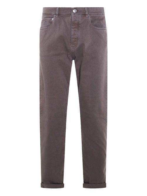 Embroidered-pocket trousers - Brown