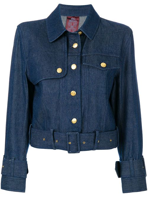 Belted denim jacket - Blue