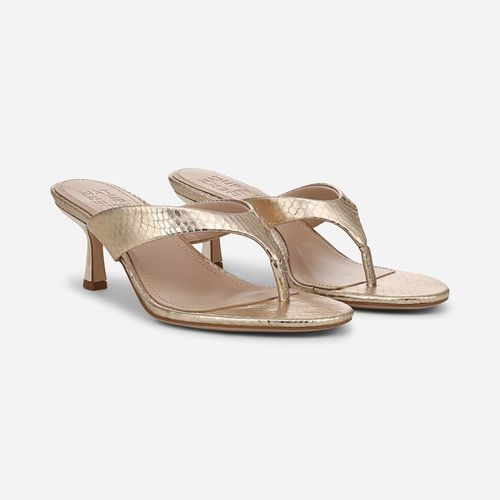 Tressa Dress Sandals, Gold Snake Print Faux Leather Suede
