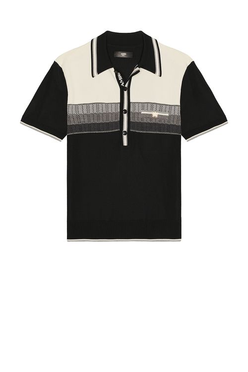 Amiri MA Striped Polo in Black - Black. XL/1X also in