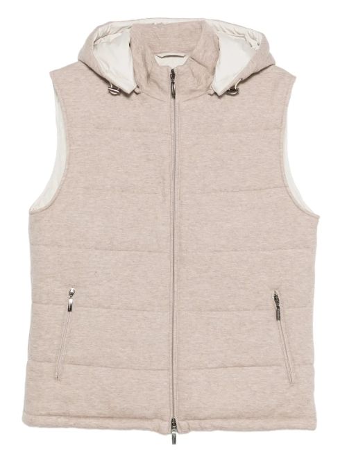 Quilted Cashmere Vest — Beige