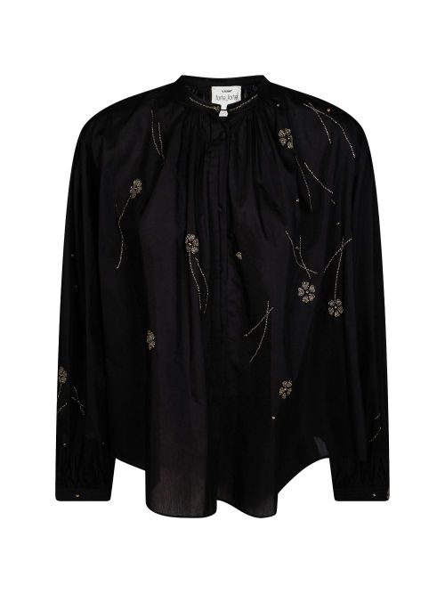 Embroidered Floral Blouse — Black