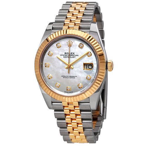 Datejust 41 White Mother of Pearl Dial Automatic Mens Steel and 18K Yellow Gold Jubilee Watch 126333MDJ