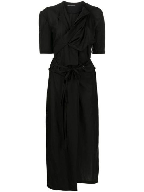 Belted short-sleeve coat