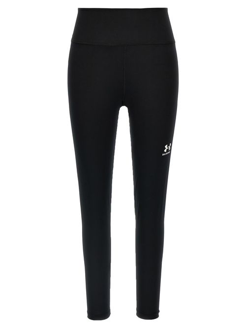 Logo-Print Polyester Leggings — Black