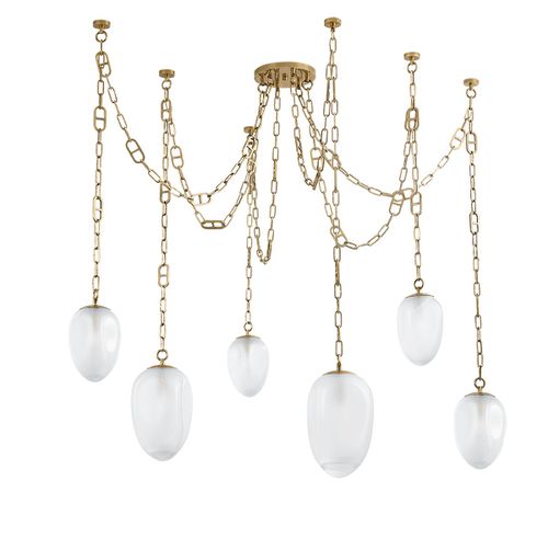 Vintage Brass Six Light Chandelier from the Daith Collection