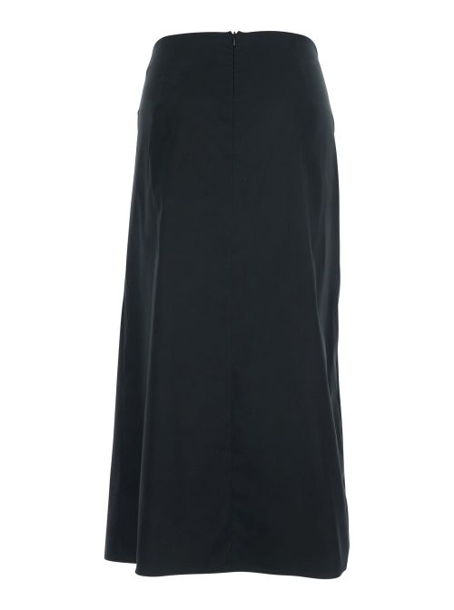 Stretch Cotton Blend with Bow Detail Skirt — Black