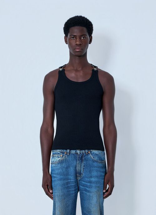 Ribbed Tank Top With Metal Hardware