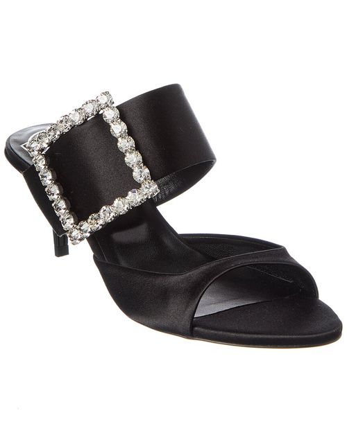 Sabot Buckle Strass Satin Sandal