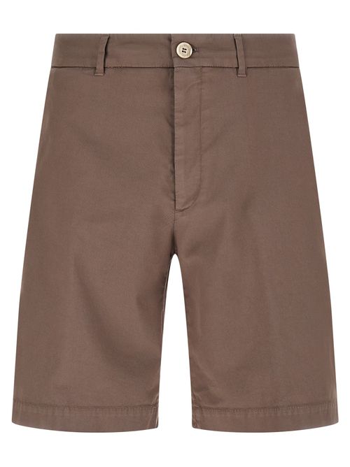 Cotton Gabardine Bermuda Shorts — Brown