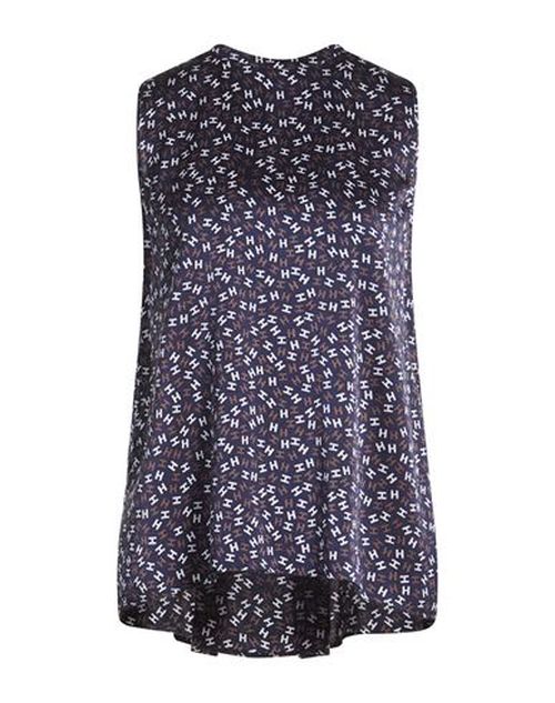 Woman Top Blue Size M Silk, Elastane