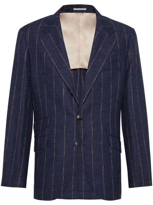 Striped single-breasted blazer - Blue