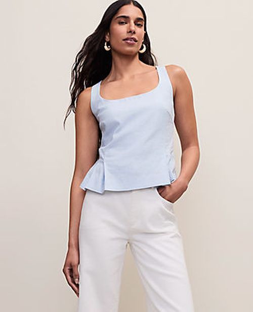 Ann Taylor Linen Blend Peplum Tank Top