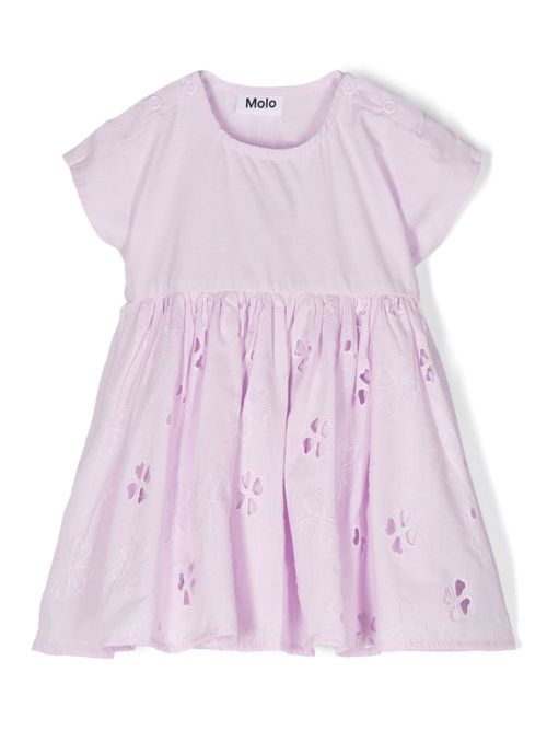 Broderie-anglaise organic-cotton dress - Purple