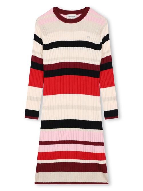 Striped knitted dress - Red