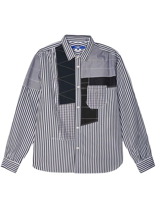 Patchwork striped cotton shirt - Black