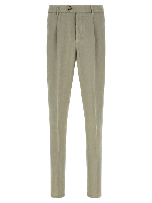 Garment-Dyed Linen Trousers — Green