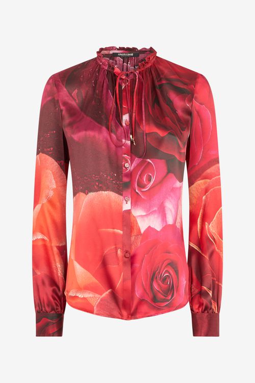 Rose-print Silk Shirt