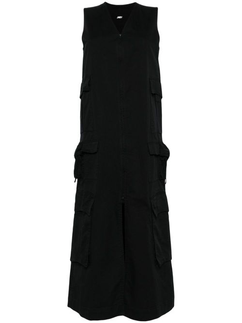 Cargo-pocket cotton midi dress - Black
