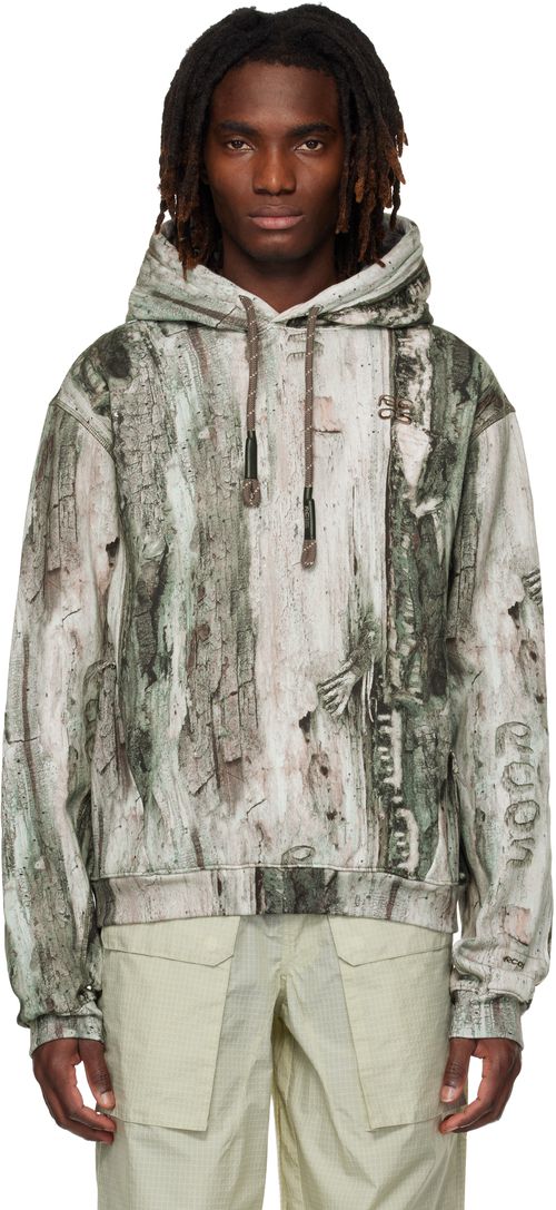 Beige & Khaki Stack Logo Hoodie