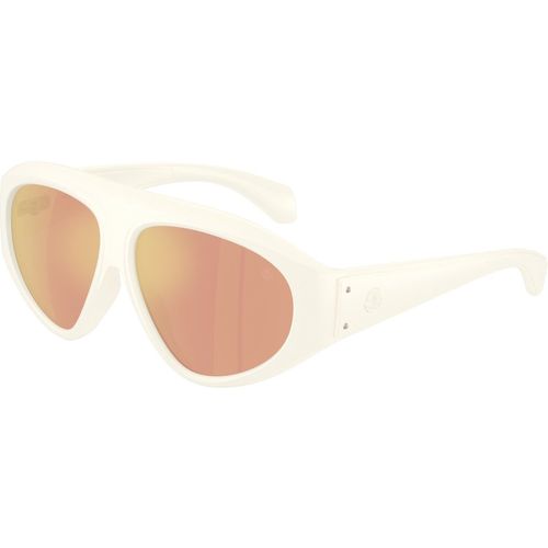 Moncler Unisex Moncler ME8014U ZYRA 50367J Gafas de sol Inyectado Blanco Marrón Piloto Espejo