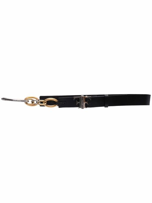 2000s FF hinge fastening leather belt - Black