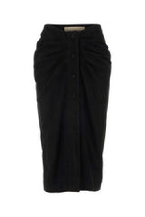 Leather Midi Skirt — Black