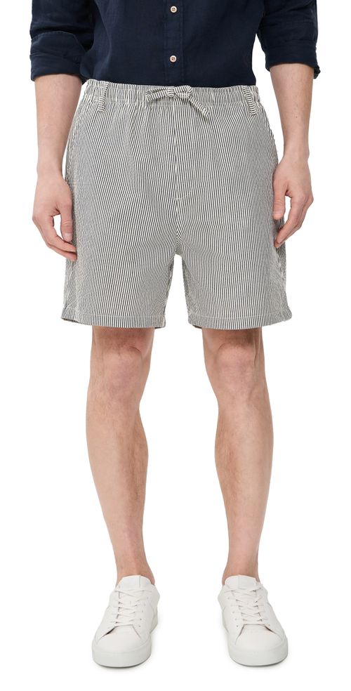 Navy Pinstripe Leisure Shorts 5 Navy