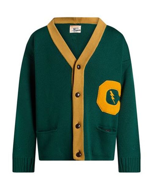 Index + Archives Man Cardigan Emerald green Size L Merino Wool, Acrylic
