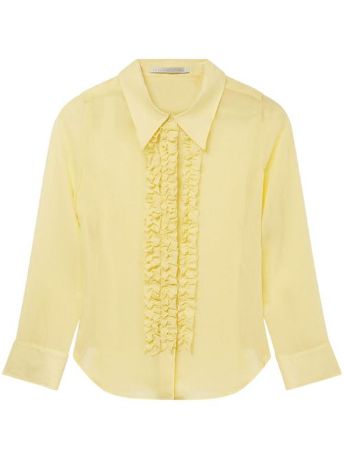 Ruffle-detail silk shirt - Yellow
