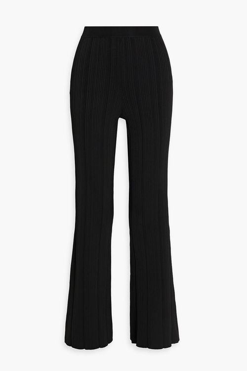 Plissé stretch-jersey flared pants - Black - L