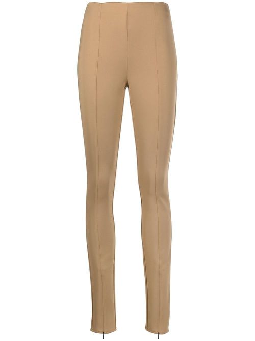 Logo-embroidered cuff-zip leggings - Neutrals